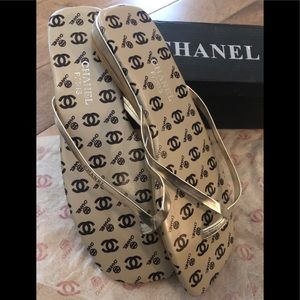 Chanel classic gold flip flops. Brand new.  Size 9